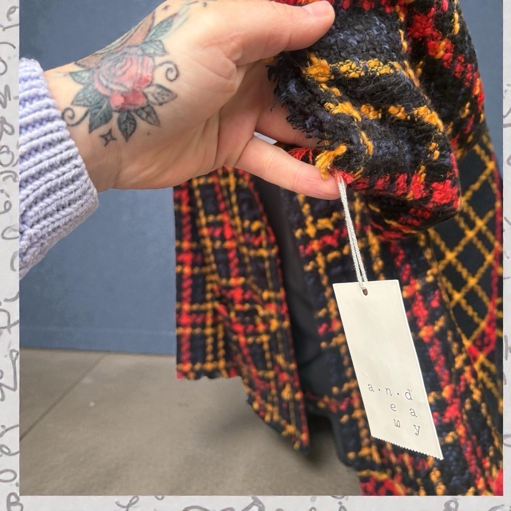 A New Day Tweed Sunflower Plaid Blazer Jacket Open Front Sz Small NWT - Picture 4 of 14